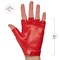 Fingerless Biker Jazz Gloves - 80s Style Gothic Red Faux Leather Punk Biker Gloves with Heart Cutout for Women and Kids
